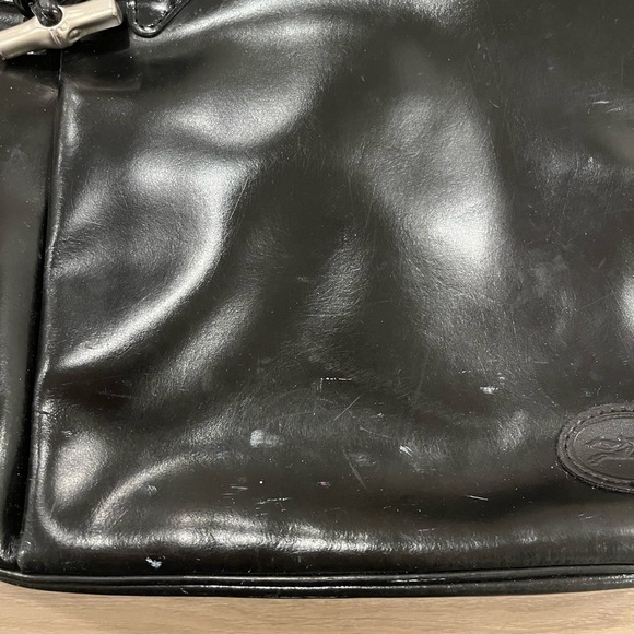 Vintage Longchamp Roseau Black Leather Shoulder Bag Bamboo Toggle Purse - Picture 3 of 11